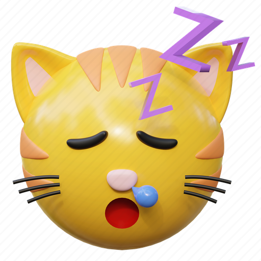 Sleep, cat, emoticon, illustration, social media, sticker, face 3D illustration - Download on Iconfinder