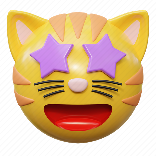 Star, eyes, cat, emoticon, illustration, face, expresion 3D illustration - Download on Iconfinder