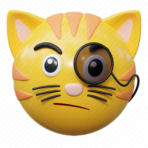 Suspicious, cat, emoticon, illustration 3D illustration - Download on Iconfinder