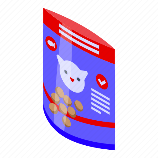 Cat, feed, package, isometric icon - Download on Iconfinder