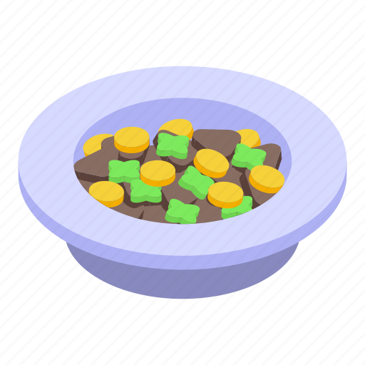 Full, cat, dish, isometric icon - Download on Iconfinder