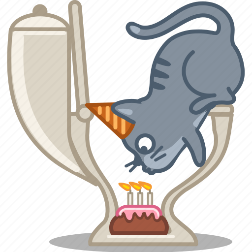 Birthday, cake, candle, cat, celebrate, kitty, toilet icon - Download on Iconfinder
