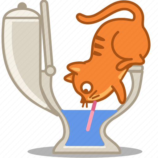 Animal, bathroom, cat, drink, kitty, straw, toilet icon - Download on Iconfinder