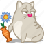 cat, flower, pet, vase 