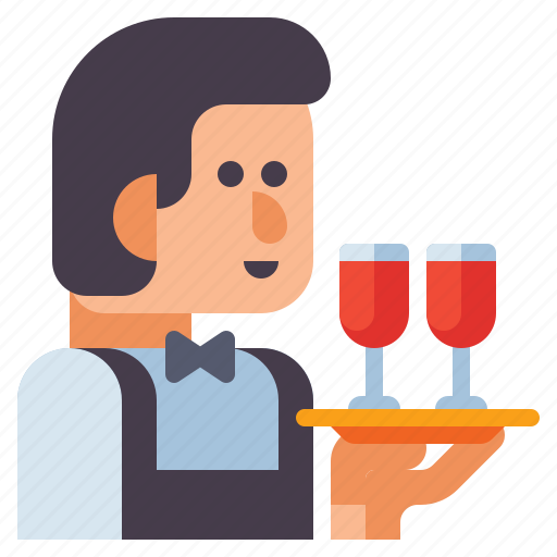 Server, male, drink, serve, tray, man icon - Download on Iconfinder