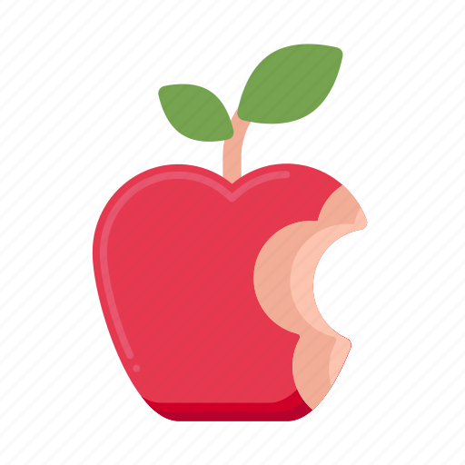 Leftovers, red apple, eaten, half icon - Download on Iconfinder