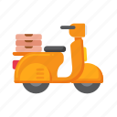 motorcycle, bike, scooter, delivery, vespa, vehicle, food