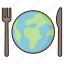global, cuisine, gastronomy, globe, fork, knife 