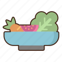 salad, bowl, carrot, tomato, lettuce