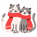 cats, scarf, couple, love, new year, party, christmas 