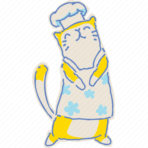 Cat, cooking, dressup, animal, art, doodle, cartoon icon - Download on Iconfinder