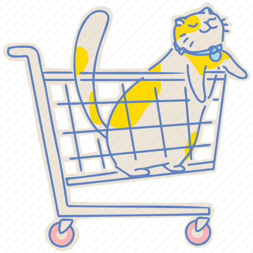 Cat, shopping, cart, animal, art, doodle, cartoon icon - Download on Iconfinder