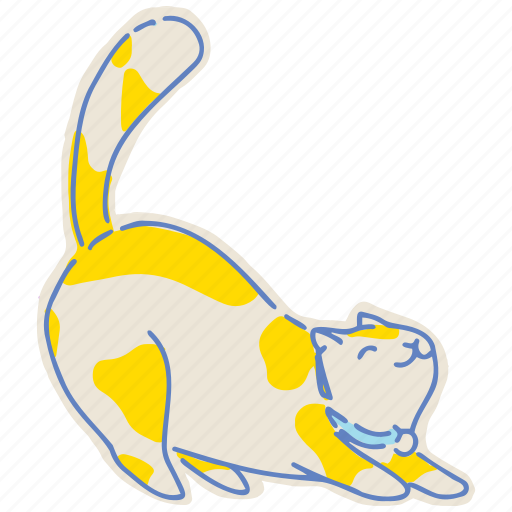 Cat, stretch, animal, art, doodle, cartoon, character icon - Download on Iconfinder