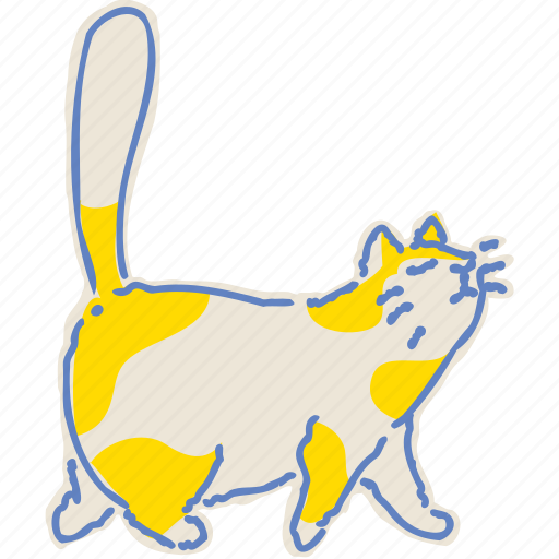Cat, walk, animal, art, doodle, cartoon, character icon - Download on Iconfinder