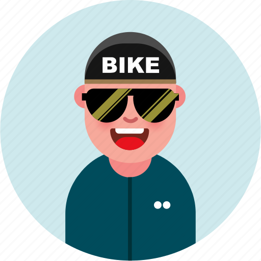 Cyclist, cycle, sun, glass, man, profile, picture icon - Download on Iconfinder