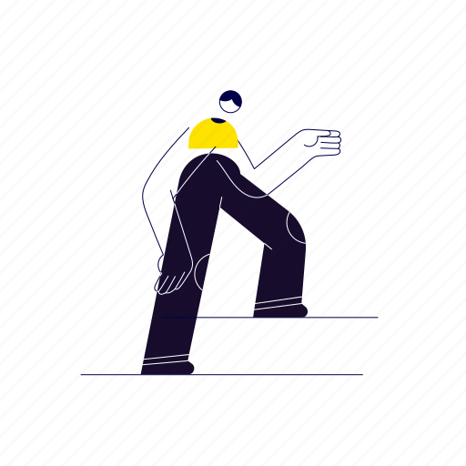 Character, builder, man, step, hand, gesture illustration - Download on Iconfinder