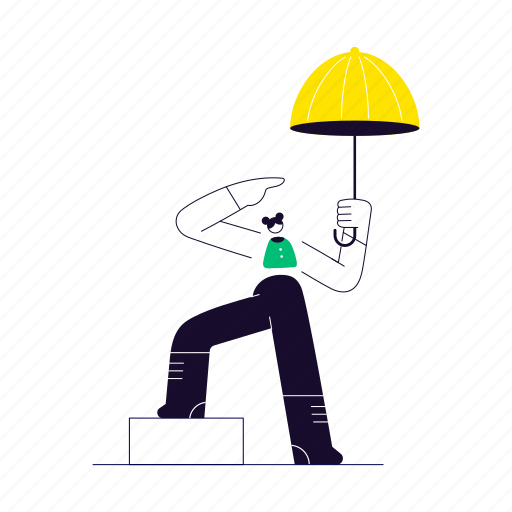 Security, character, builder, woman, umbrella, female illustration - Download on Iconfinder
