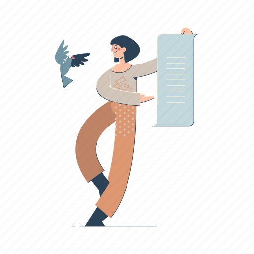 Files, and, folders, woman, list, document, paper illustration - Download on Iconfinder