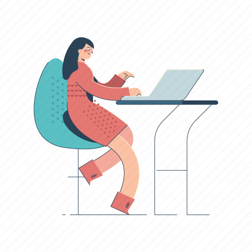Workspace, woman, work, furniture, office, desk, computer illustration - Download on Iconfinder