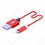 usb, cable, charger, isometric 
