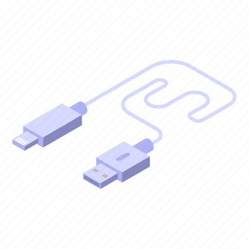 Usb, white, cable, charger, isometric icon - Download on Iconfinder