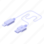 usb, white, cable, charger, isometric 