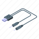 double, cable, charger, isometric