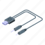 double, cable, charger, isometric 