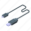 usb, cable, charger, isometric 