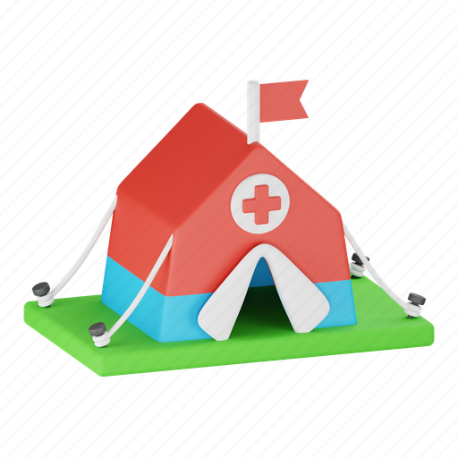 Medical, tent, red, cross, emergency, hospital, charity 3D illustration - Download on Iconfinder