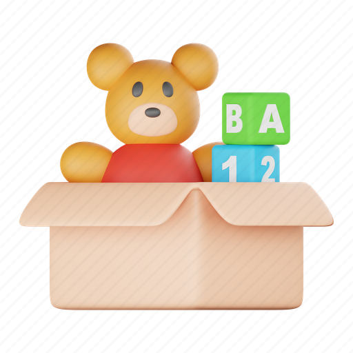 Toys, teddy, bear, block, toy, doll, charity 3D illustration - Download on Iconfinder