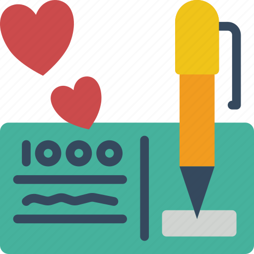 Care, charity, cheque, donation, give, love, write icon - Download on Iconfinder