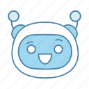 bot, chatbot, cheerful, emoji, emoticon, laughing, robot 