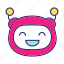 bot, chatbot, cheerful, emoji, emoticon, robot, smiling 