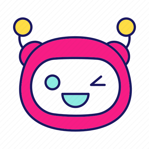 Bot, chatbot, emoji, emoticon, robot, wink, winking icon - Download on Iconfinder
