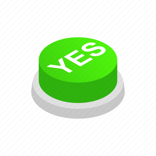 Green, isometric, power, pressbutton, sign, style, yes icon - Download on Iconfinder