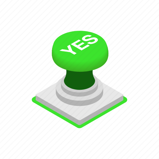 Green, isometric, power, sign, start, style, yes icon - Download on Iconfinder