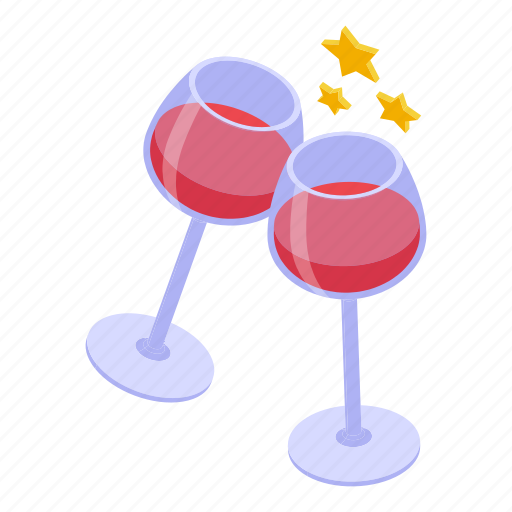 Wine, glass, cheers, isometric icon - Download on Iconfinder