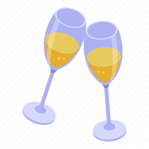 Champagne, glass, cheers, isometric icon - Download on Iconfinder