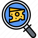 cheese, search, magnifier, food, shop, store