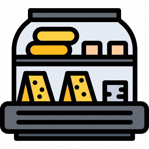 Cheese, stand, refrigerator, food, shop, store icon - Download on Iconfinder