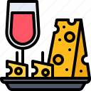 glass, wine, cheese, plate, food, shop, store