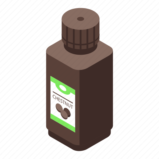 Chestnut, oil, bottle, isometric icon - Download on Iconfinder
