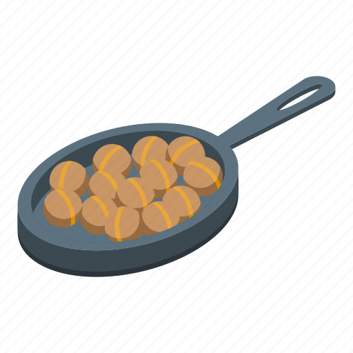 Fried, chestnut, isometric icon - Download on Iconfinder