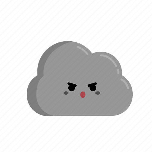 Angry, chibi, cloud, facial expression, wolke, weather, bugged icon - Download on Iconfinder