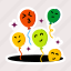 smiley balloons, emoji balloons, flying balloons, balloon bunch, helium balloons 