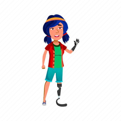 Child, joy, girl, young, prosthesis, leg, waving icon - Download on Iconfinder
