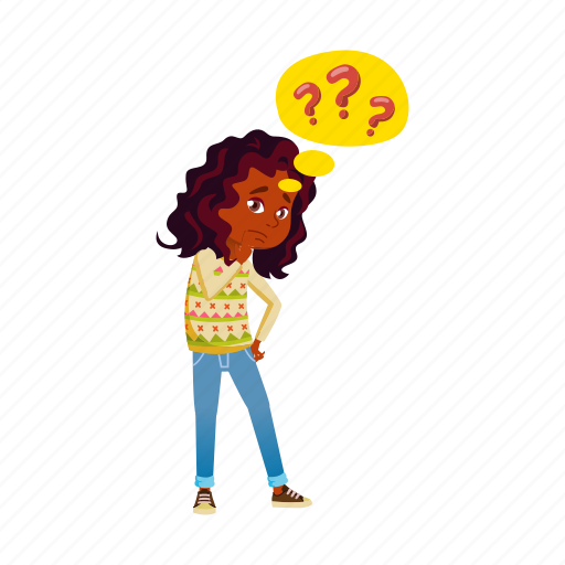 Child, thoughtful, girl, african, asking, question, university icon - Download on Iconfinder
