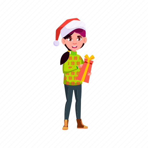 Child, happy, happiness, student, girl, wearing, santa icon - Download on Iconfinder