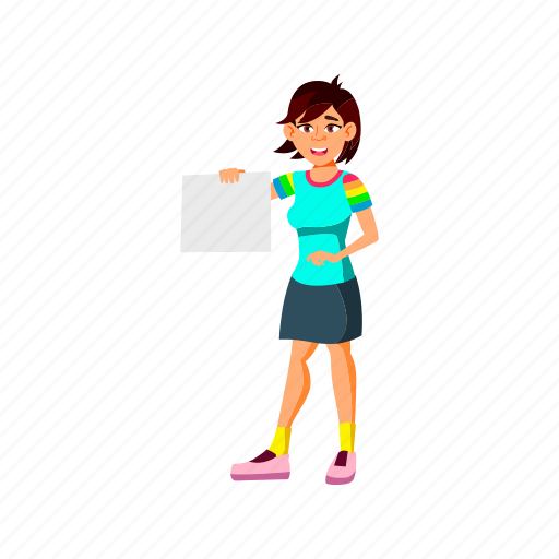 Child, smiling, chinese, girl, holding, blank, paper icon - Download on Iconfinder